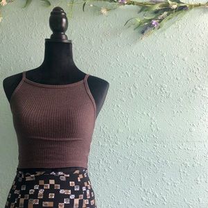 Retro Black and brown floral maxi skirt (90s-00s)